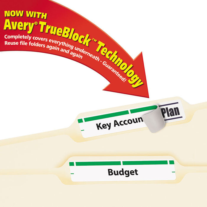 Permanent TrueBlock File Folder Labels with Sure Feed Technology, 0.66 x 3.44, White, 30/Sheet, 50 Sheets/Box
