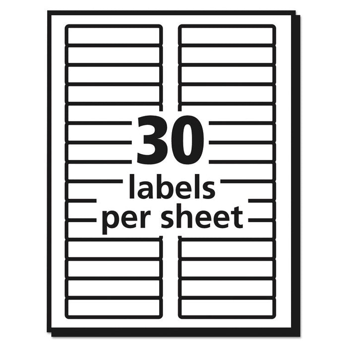 Permanent TrueBlock File Folder Labels with Sure Feed Technology, 0.66 x 3.44, White, 30/Sheet, 50 Sheets/Box