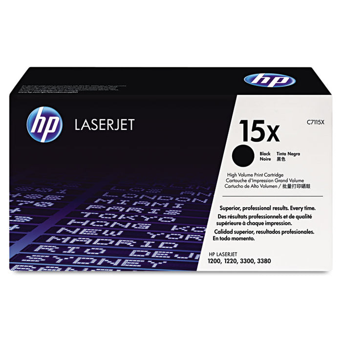 HP 15X, (C7115X) High-Yield Black Original LaserJet Toner Cartridge