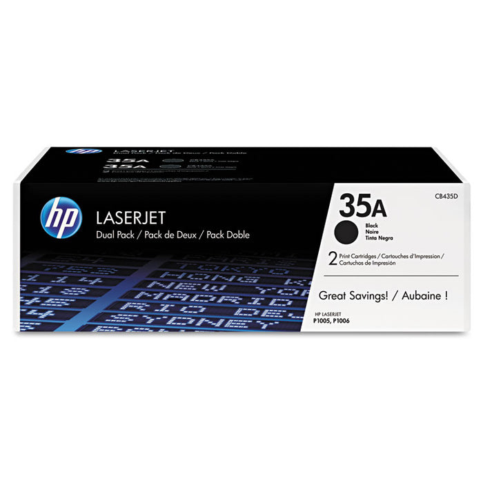 HP 35A, (CB435D) 2-pack Black Original LaserJet Toner Cartridges