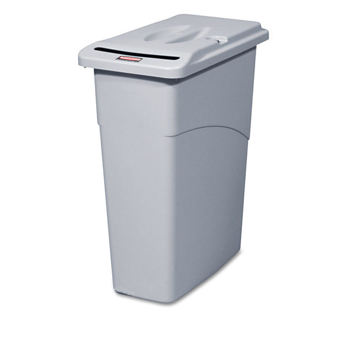 Slim Jim Confidential Document Receptacle with Lid, Rectangle, 23 gal, Light Gray