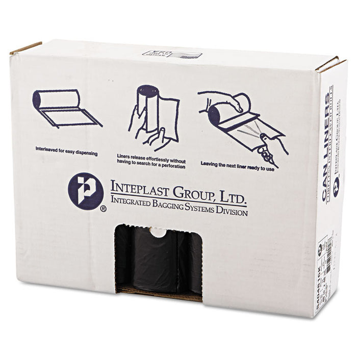 High-Density Interleaved Commercial Can Liners, 45 gal, 16 microns, 40" x 48", Black, 250/Carton