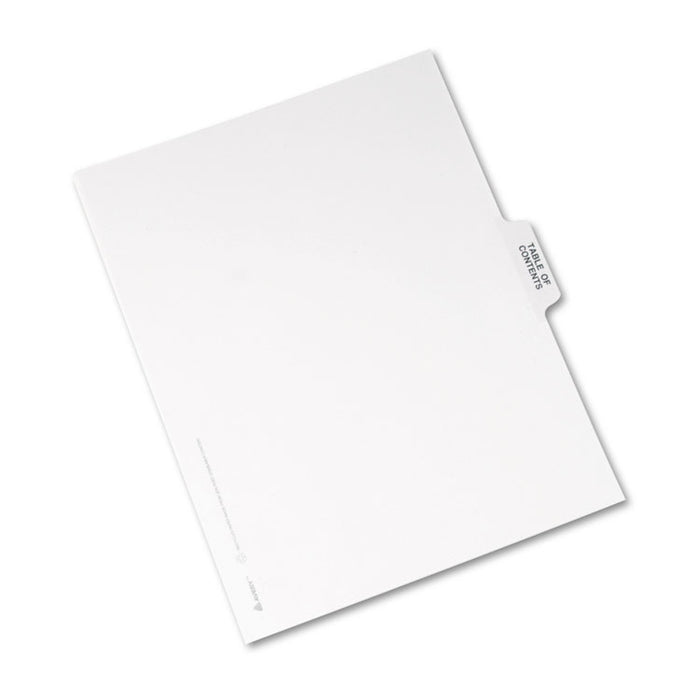 Preprinted Legal Exhibit Side Tab Index Dividers, Avery Style, 25-Tab, Table Of Contents, 11 x 8.5, White, 25/Pack