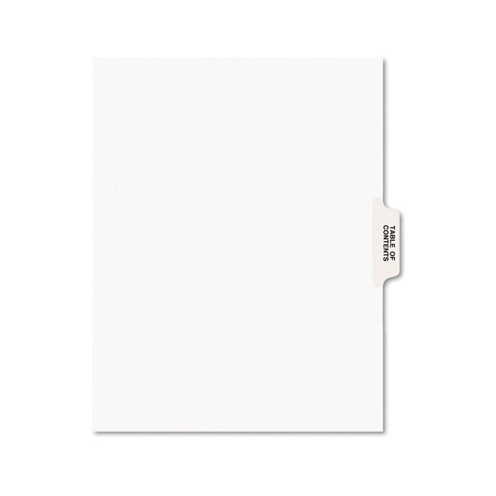 Preprinted Legal Exhibit Side Tab Index Dividers, Avery Style, 25-Tab, Table Of Contents, 11 x 8.5, White, 25/Pack