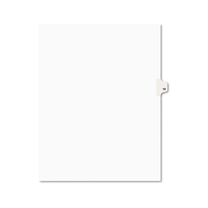 Preprinted Legal Exhibit Side Tab Index Dividers, Avery Style, 10-Tab, 10, 11 x 8.5, White, 25/Pack