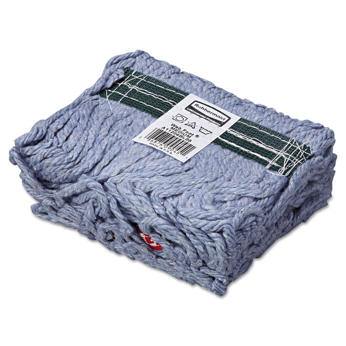 Web Foot Looped-End Wet Mop Head, Cotton/Synthetic, Medium Size, Blue, 6/Carton