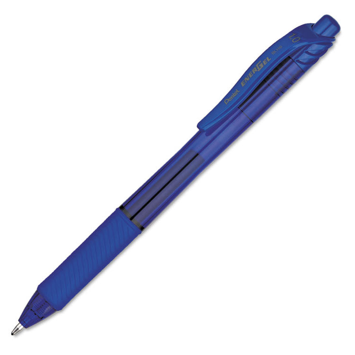 EnerGel-X Gel Pen, Retractable, Bold 1 mm, Blue Ink, Translucent Blue Barrel, Dozen