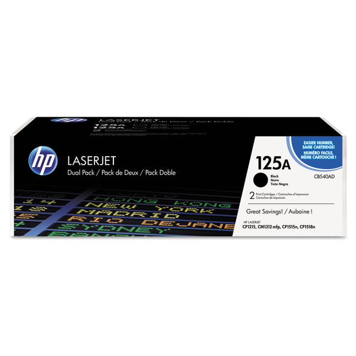 HP 125A, (CB540A-D) 2-pack Black Original LaserJet Toner Cartridges