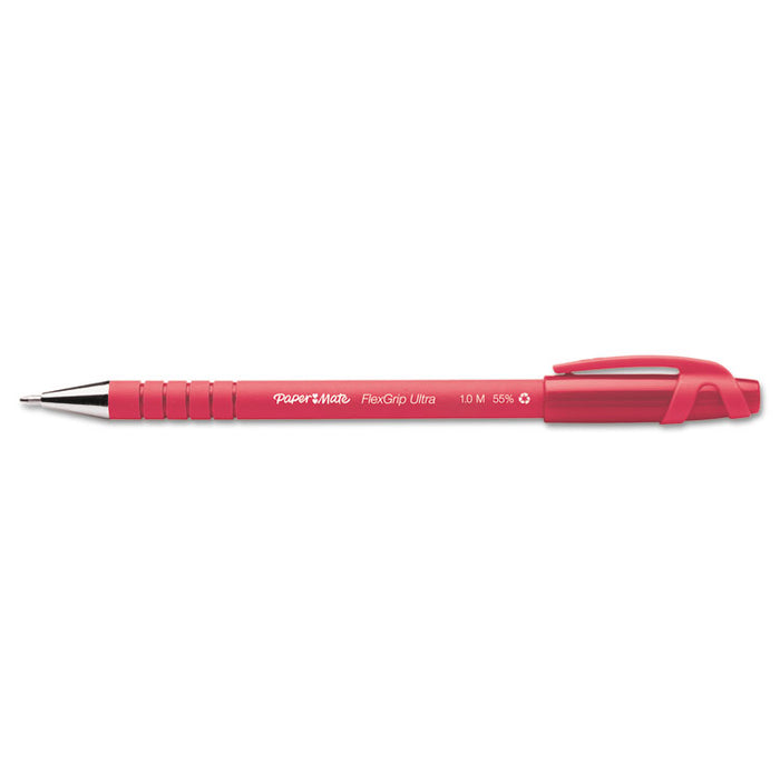 FlexGrip Ultra Ballpoint Pen, Stick, Medium 1 mm, Red Ink, Red Barrel, Dozen