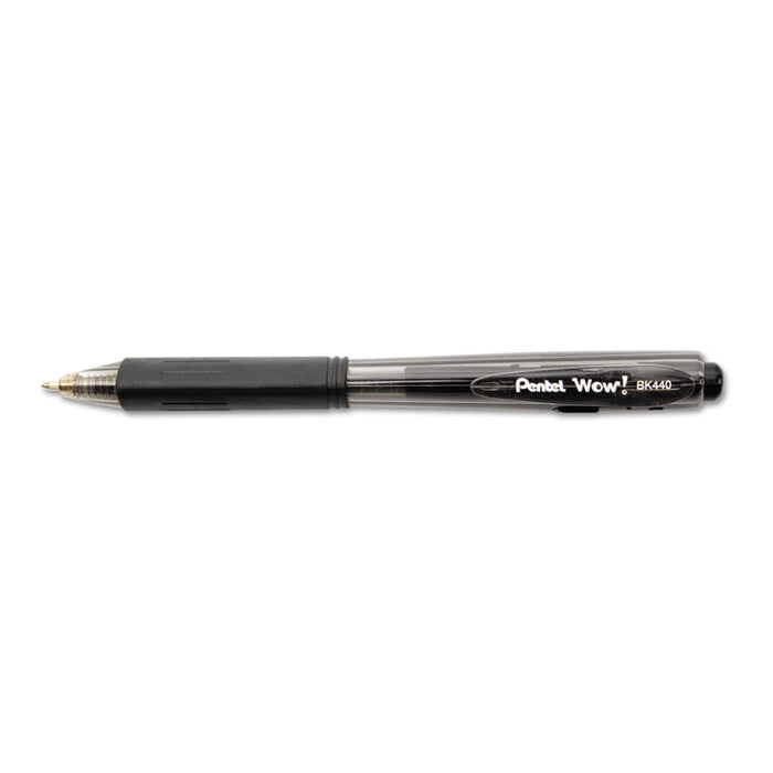 WOW! Ballpoint Pen Value Pack, Retractable, Medium 1 mm, Black Ink, Black Barrel, 36/Pack