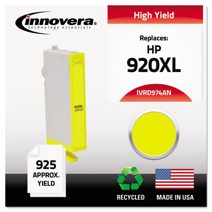 Remanufactured Yellow High-Yield Ink, Replacement for 920XL (CD974AN), 700 Page-Yield