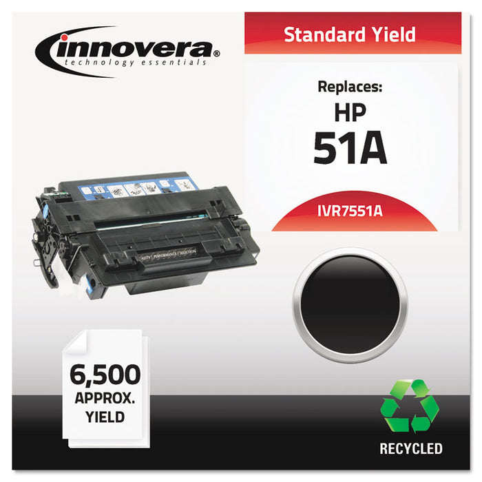 Remanufactured Black Toner Cartridge, Replacement for HP 51A (Q7551A), 6,500 Page-Yield