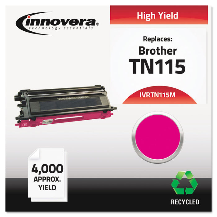 Remanufactured Magenta High-Yield Toner Cartridge, Replacement for Brother TN115M, 4,000 Page-Yield