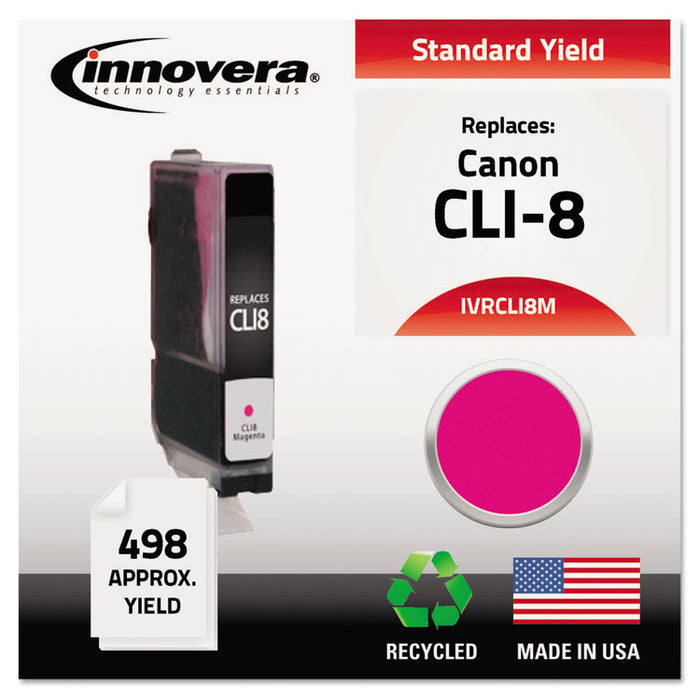 Remanufactured Magenta Ink, Replacement for CLI8M (0622B002), 498 Page-Yield