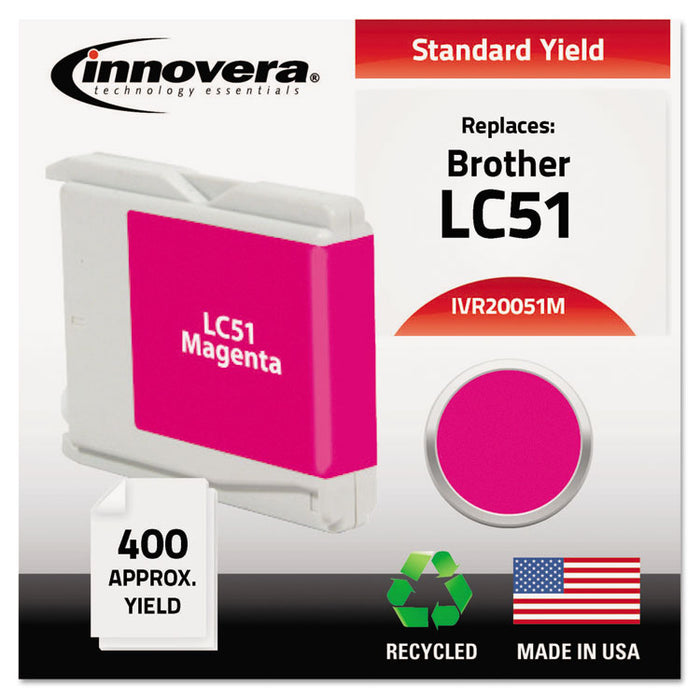 Remanufactured Magenta Ink, Replacement for LC51M, 400 Page-Yield
