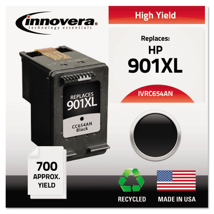 Remanufactured Black High-Yield Ink, Replacement for 901XL (CC654AN), 700 Page-Yield