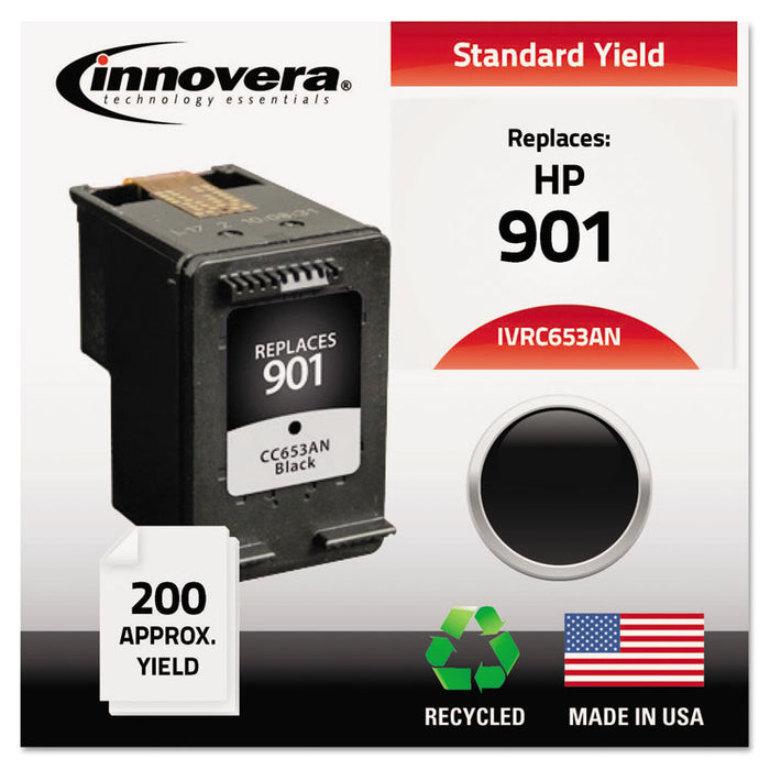 Remanufactured Black Ink, Replacement for 901 (CC653AN), 200 Page-Yield