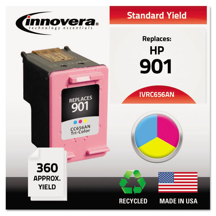 Remanufactured Tri-Color Ink, Replacement for 901 (CC656AN), 360 Page-Yield