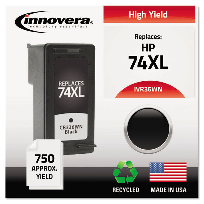 Remanufactured Black High-Yield Ink, Replacement for 74XL (CB336WN), 750 Page-Yield
