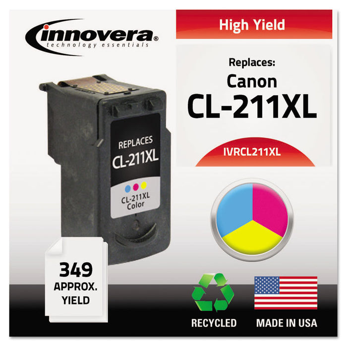 Remanufactured Tri-Color High-Yield Ink, Replacement for CL-211XL (2975B001), 349 Page-Yield