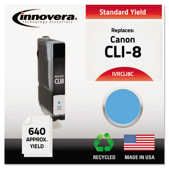 Remanufactured 0621B002 (CLI8C) Ink, 640 Page-Yield, Cyan