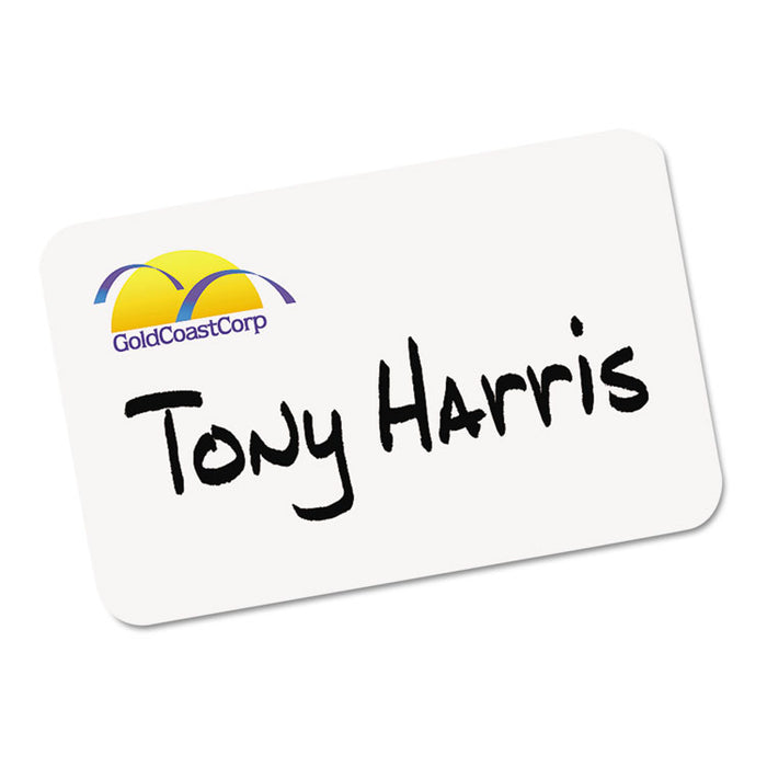 Printable Adhesive Name Badges, 3.38 x 2.33, White, 100/Pack