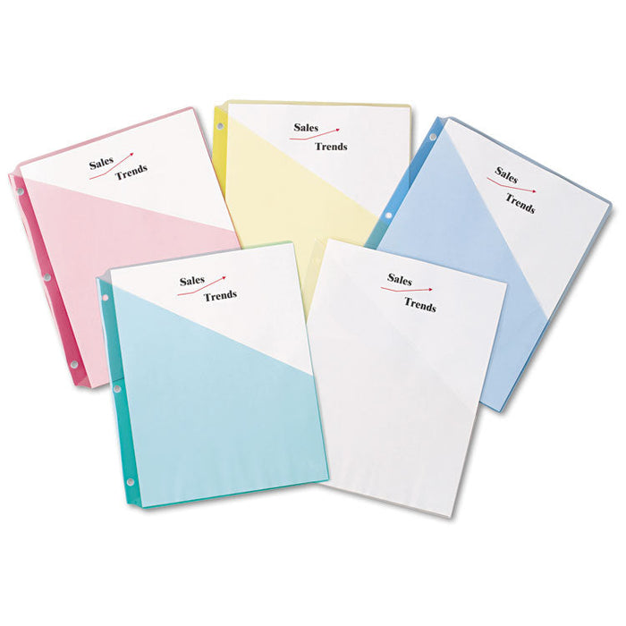 Binder Pockets, 3-Hole Punched, 9.25 x 11, Assorted Colors, 5/Pack