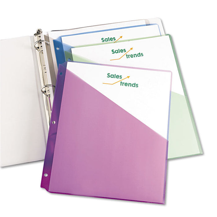 Binder Pockets, 3-Hole Punched, 9.25 x 11, Assorted Colors, 5/Pack