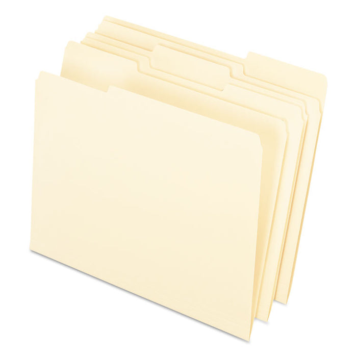 Interior File Folders, 1/3-Cut Tabs: Assorted, Letter Size, Manila, 100/Box