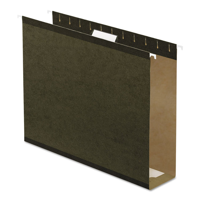 Extra Capacity Reinforced Hanging File Folders with Box Bottom, Letter Size, 1/5-Cut Tab, Standard Green, 25/Box