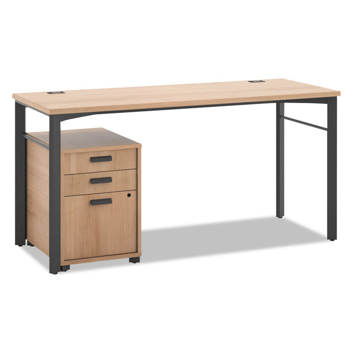 Manage Series Table Desk with Pedestal, 60w x 23.5d x 29.5h, Wheat