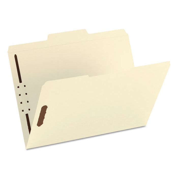 Top Tab Fastener Folders, 1/3-Cut Tabs: Assorted, 1 Fastener, Letter Size, 11-pt Manila Exterior, 50/Box