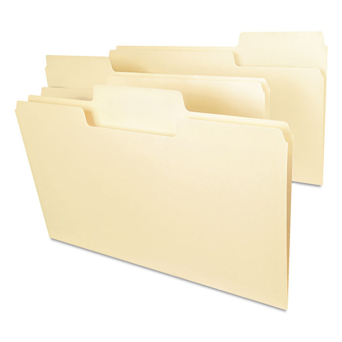 SuperTab Top Tab File Folders, 1/3-Cut Tabs: Assorted, Legal Size, 0.75" Expansion, 11-pt Manila, 100/Box