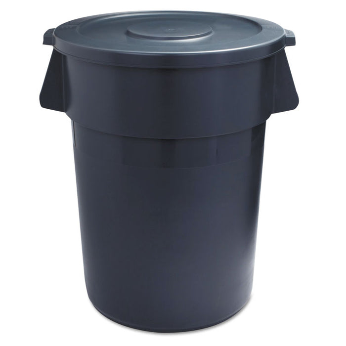 Lids for 44 gal Waste Receptacles, Flat-Top, Round, Plastic Gray