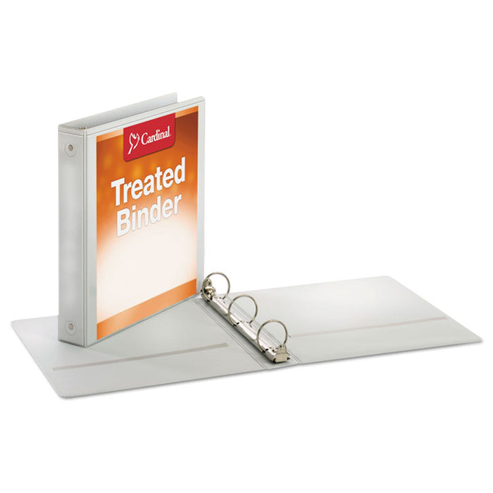 Treated Binder ClearVue Locking Round Ring Binder, 3 Rings, 1.5" Capacity, 11 x 8.5, White