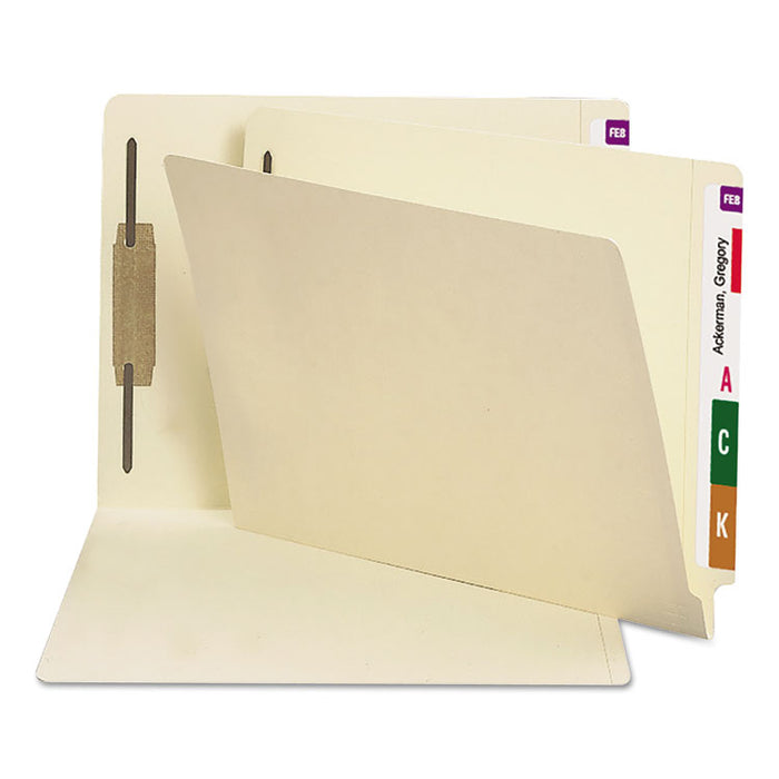 Manila End Tab Fastener Folders with Reinforced Tabs, 14-pt Stock, 1 Fastener, Letter Size, Manila Exterior, 50/Box