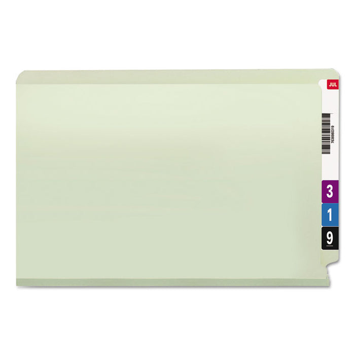 End Tab Pressboard Classification Folders with Two SafeSHIELD Coated Fasteners, 3" Expansion, Legal Size, Gray-Green, 25/Box