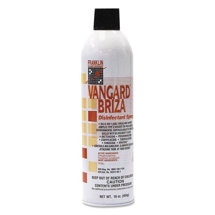 Vangard Briza Surface Disinfectant/Space Spray, Linen Fresh, 16 oz Aerosol Spray, 12/Carton