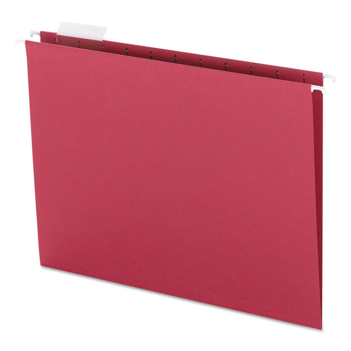 Colored Hanging File Folders with 1/5 Cut Tabs, Letter Size, 1/5-Cut Tabs, Red, 25/Box