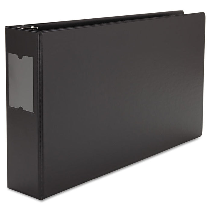 Ledger-Size Round Ring Binder with Label Holder, 3 Rings, 3" Capacity, 11 x 17, Black