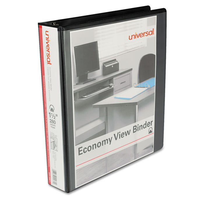 Economy Round Ring View Binder, 3 Rings, 1.5" Capacity, 11 x 8.5, Black