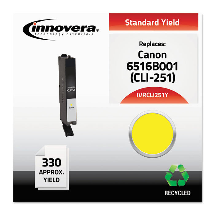 Remanufactured Yellow Ink, Replacement for CLI-251 (6516B001), 330 Page-Yield