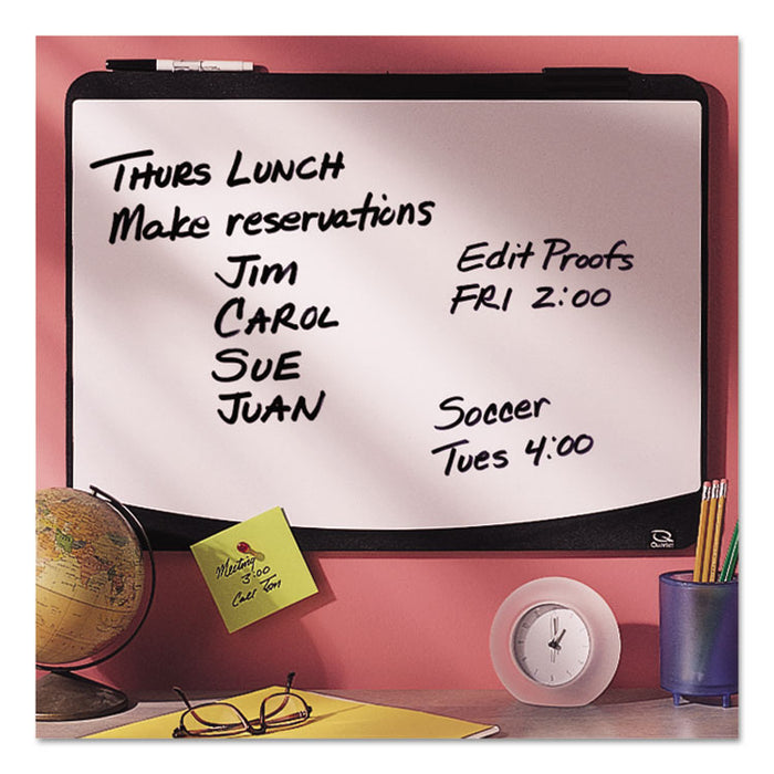 Tack & Write Board, 23 1/2 x 17 1/2, Black/White Surface, Black Frame