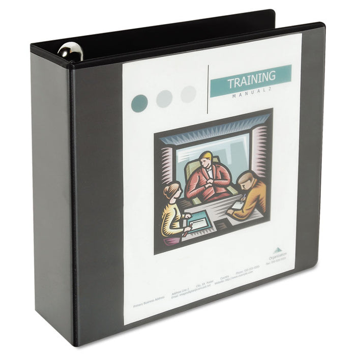 Deluxe Easy-to-Open Round-Ring View Binder, 3 Rings, 3" Capacity, 11 x 8.5, Black