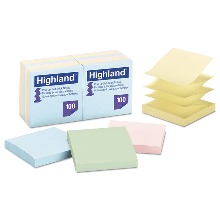 Self-Stick Accordion-Style Notes, 3" x 3", Assorted Pastel Colors, 100 Sheets/Pad, 12 Pads/Pack