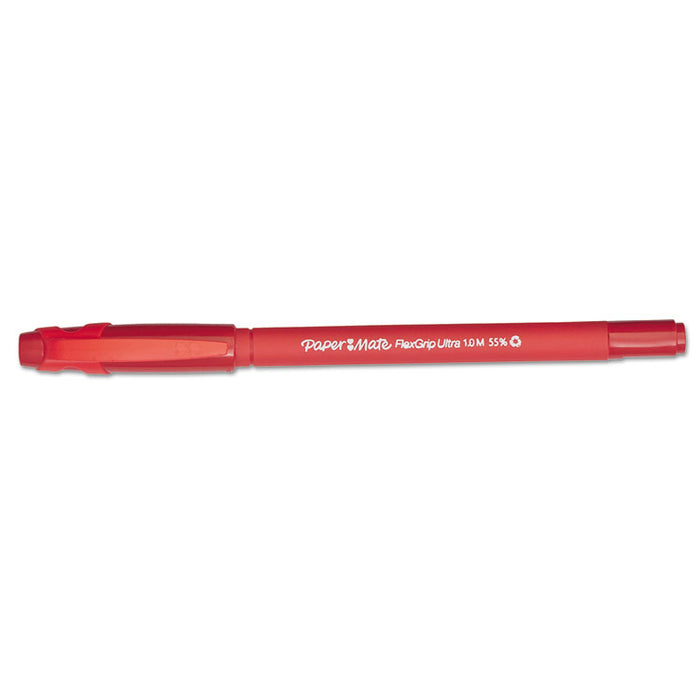 FlexGrip Ultra Ballpoint Pen, Stick, Medium 1 mm, Red Ink, Red Barrel, Dozen