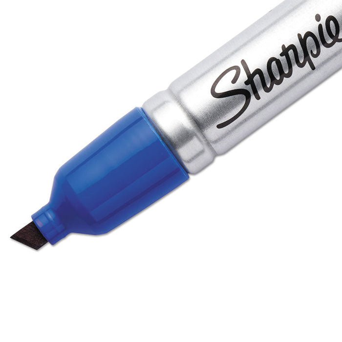 King Size Permanent Marker, Broad Chisel Tip, Blue, Dozen