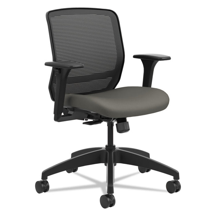 Quotient Series Mesh Mid-Back Task Chair, Supports up to 300 lbs., Iron Ore Seat/Black Back, Black Base
