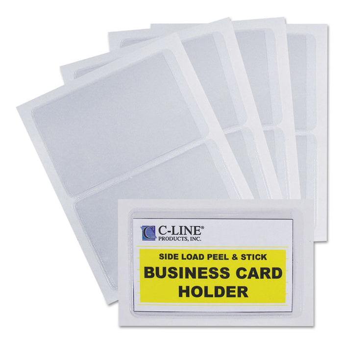 Self-Adhesive Business Card Holders, Side Load, 2 x 3 1/2, Clear, 10/Pack