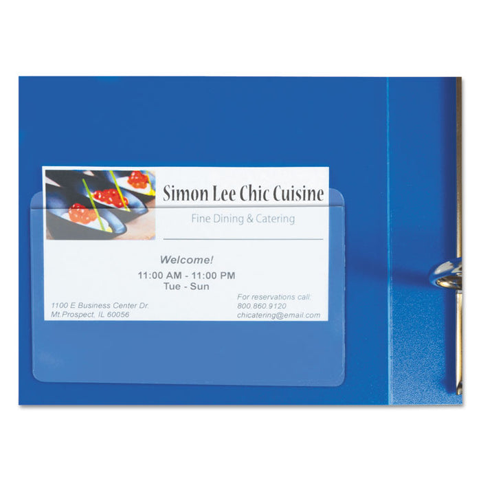 Self-Adhesive Business Card Holders, Top Load, 2 x 3.5, Clear, 10/Pack